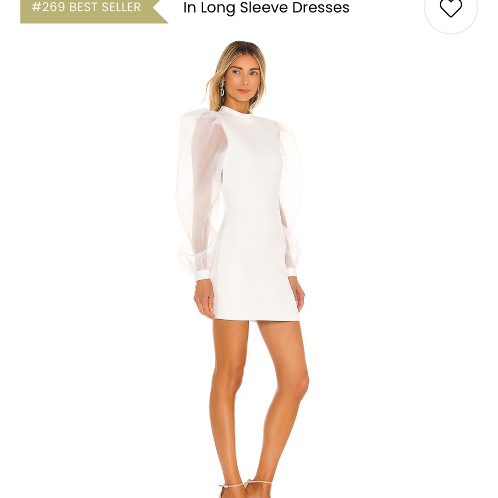 NBD White Puff Sleeve Sheath Dress